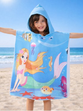 Kids Mermaid Patterned Hoodie Towel